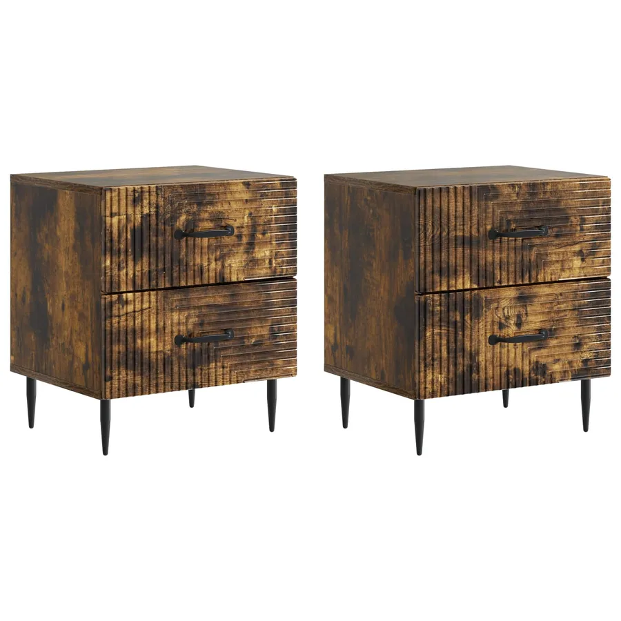 Cabinet de chevet 2 pcs Chêne fumé 43 x 34,5 x 47,5 cm - 2