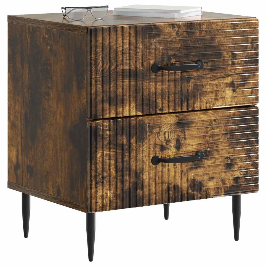 Cabinet de chevet 2 pcs Chêne fumé 43 x 34,5 x 47,5 cm - 3