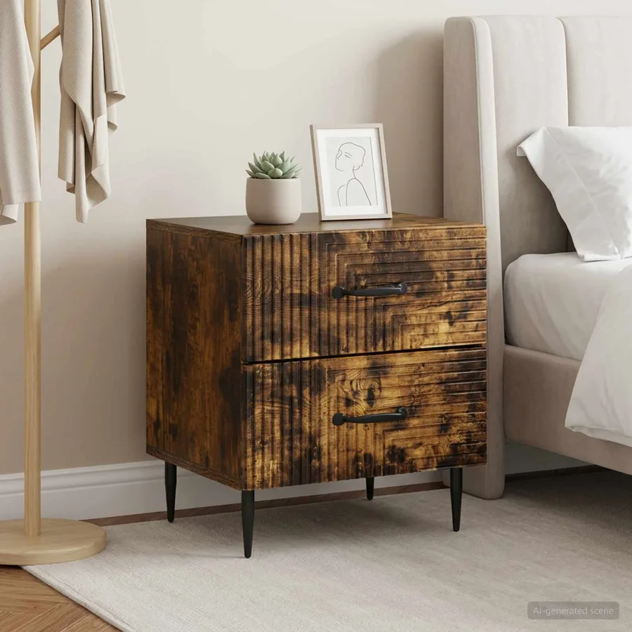 Cabinet de chevet 2 pcs Chêne fumé 43 x 34,5 x 47,5 cm - 4