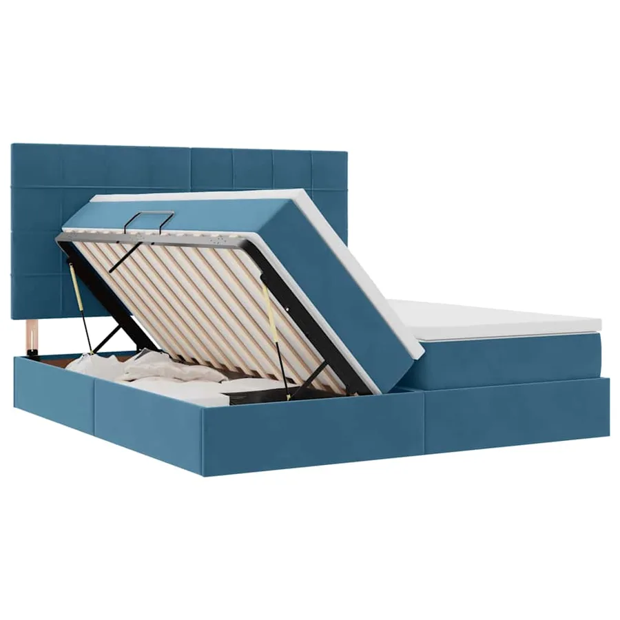 Lit de Rangement avec stockage Bleu foncé 180 x 200 cm Velours - 7