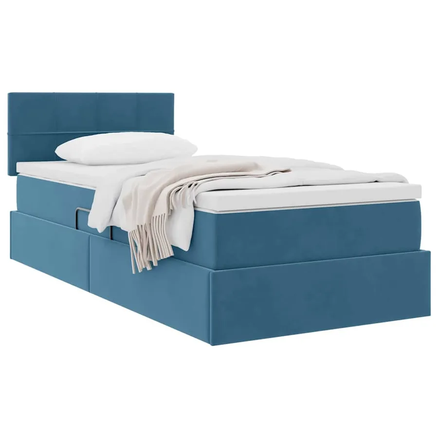 Lit de Rangement avec matelas Bleu foncé 90 x 200 cm Velours - 3