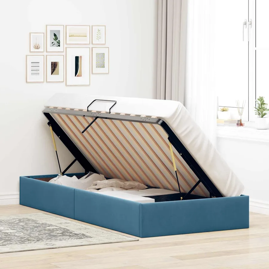 Cadre de lit ottoman Bleu foncé 90 x 200 cm Velours - 4