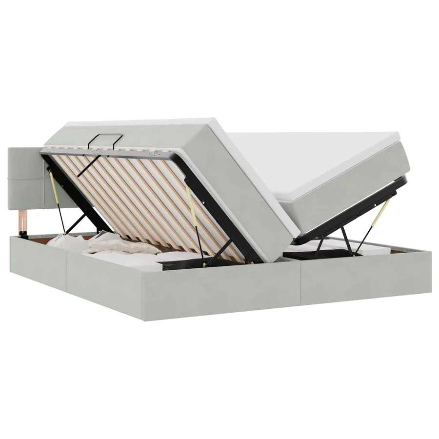 Lit de rangement LED avec matelas Gris clair 200 x 200 cm - 2