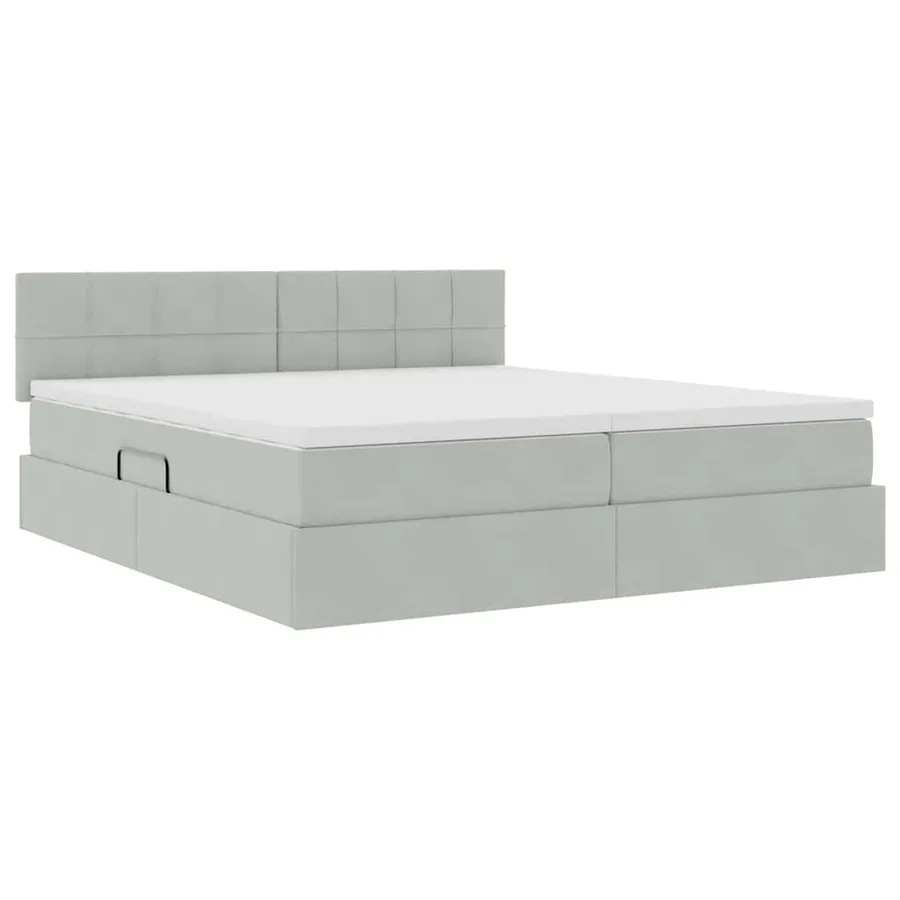 Lit de rangement LED avec matelas Gris clair 200 x 200 cm - 6