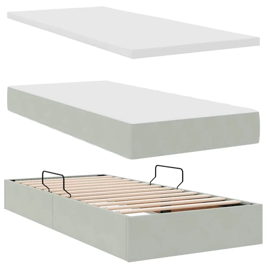 Lit de rangement LED avec matelas Gris clair 200 x 200 cm - 9