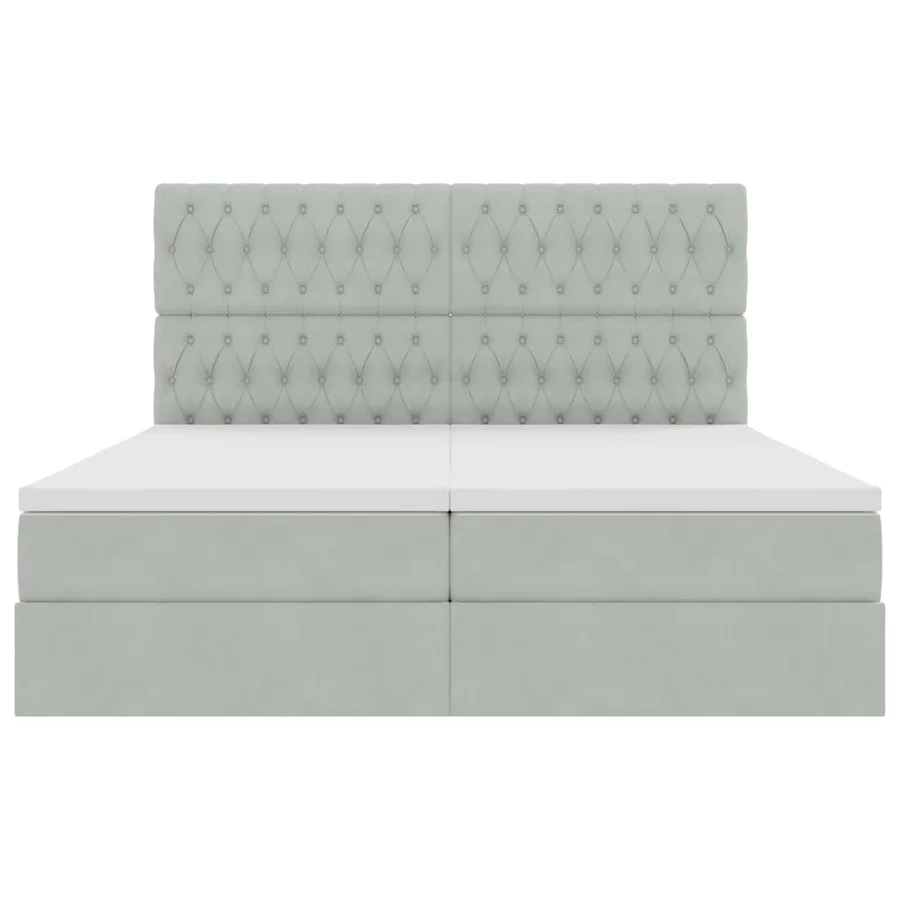 Lit de Rangement avec stockage Gris clair 200 x 200 cm Velours - 8
