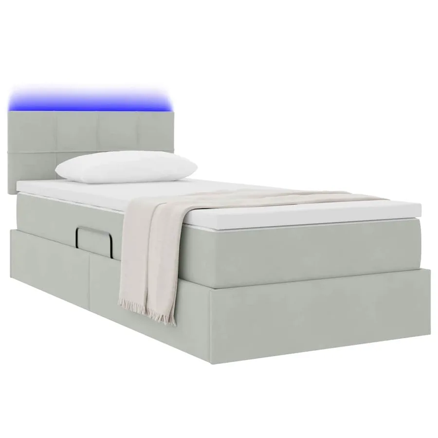 Lit de rangement LED avec matelas Gris clair 100 x 200 cm - 3