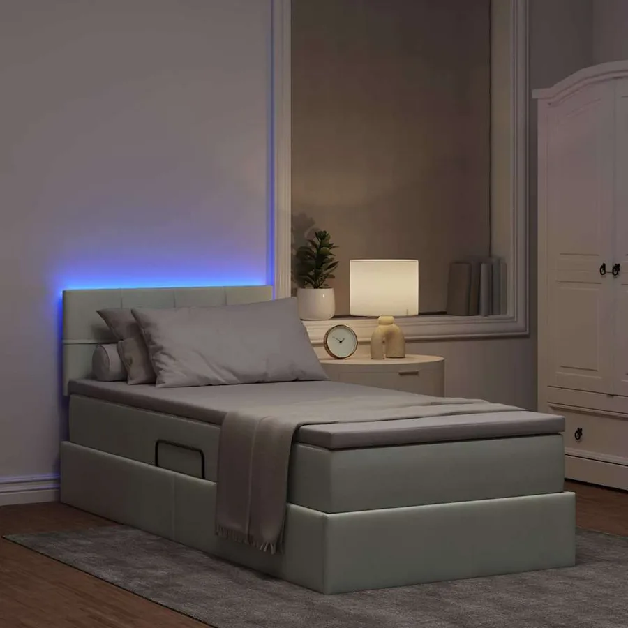 Lit de rangement LED avec matelas Gris clair 100 x 200 cm - 5