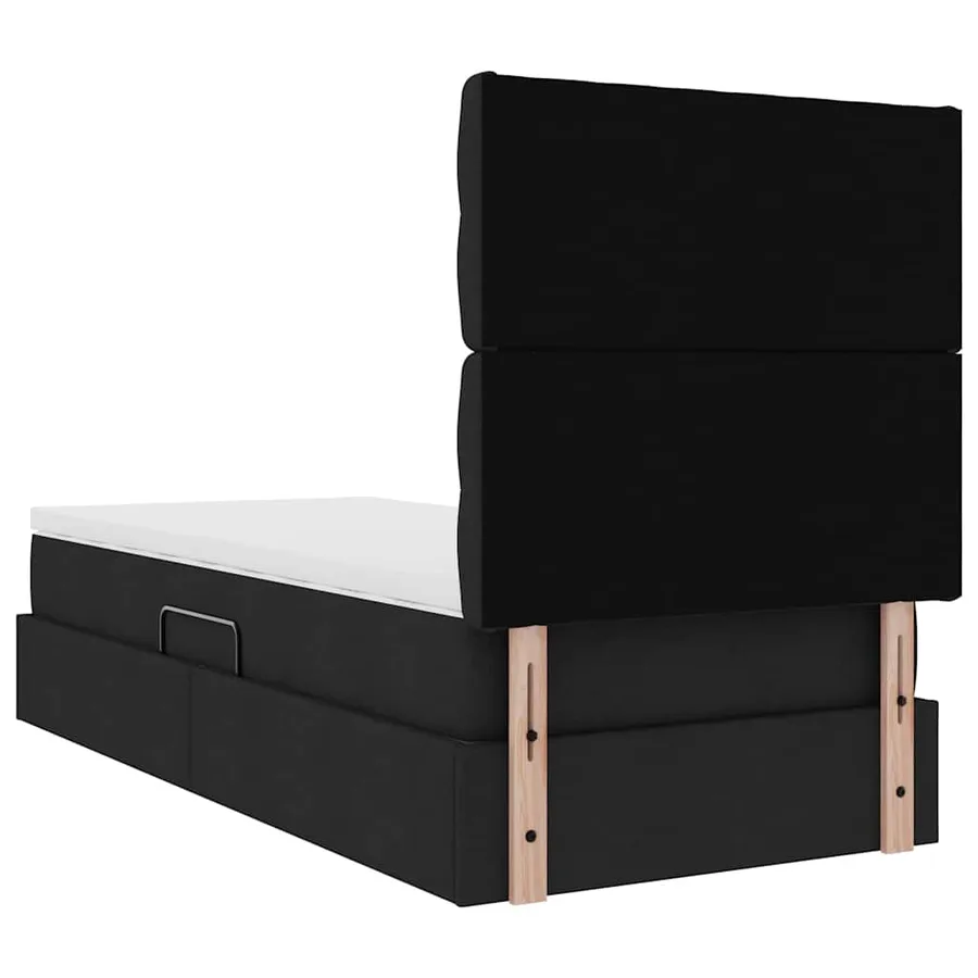 Lit de rangement LED avec matelas Noir 90 x 200 cm Tissu - 12