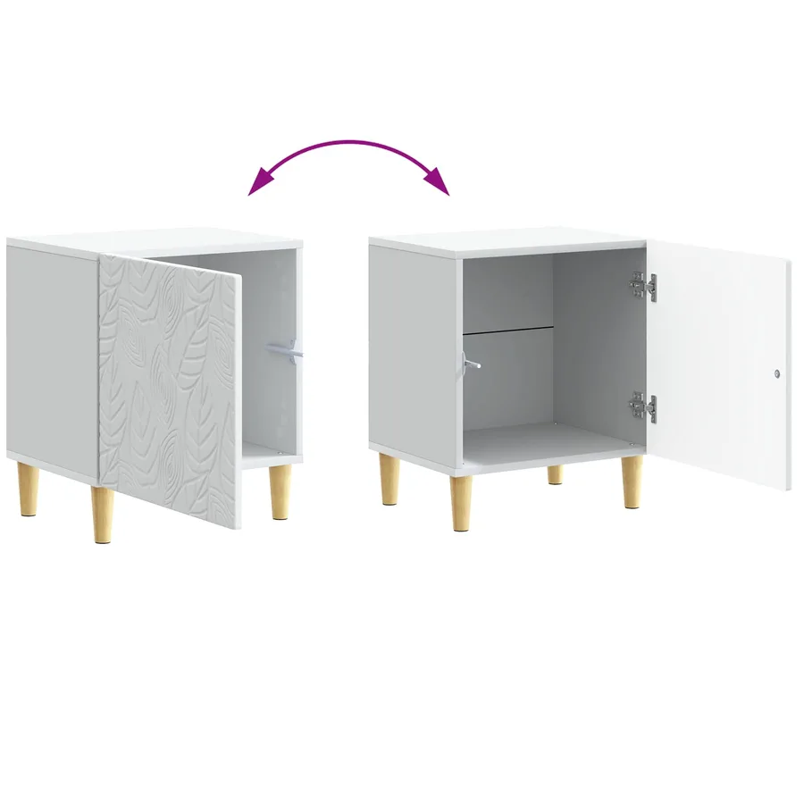 Table de chevet 2 pcs Blanc 43 x 34,5 x 50 cm Bois d'ingénierie - 11