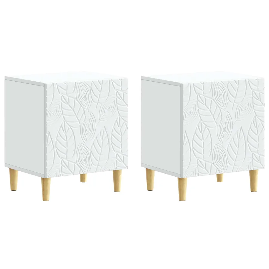 Table de chevet 2 pcs Blanc 43 x 34,5 x 50 cm Bois d'ingénierie - 2