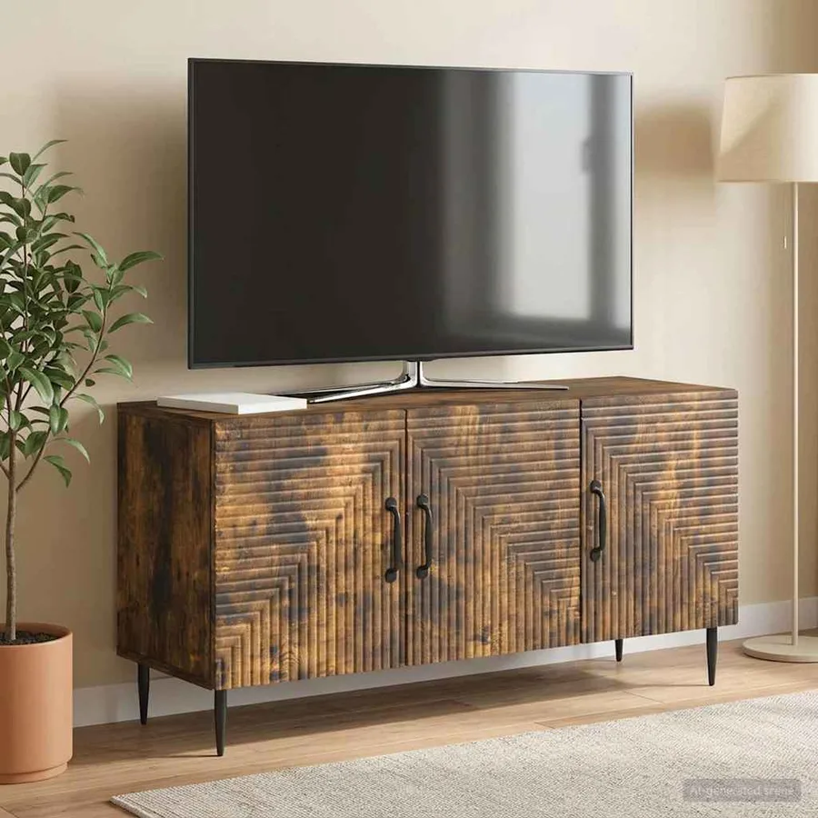 Meuble TV Chêne fumé 99 x 34,5 x 50 cm Bois d'ingénierie - 4