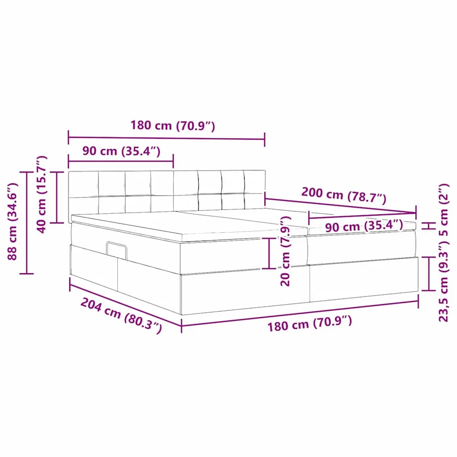 Lit de Rangement avec matelas Vert foncé 90 x 200 cm - 16