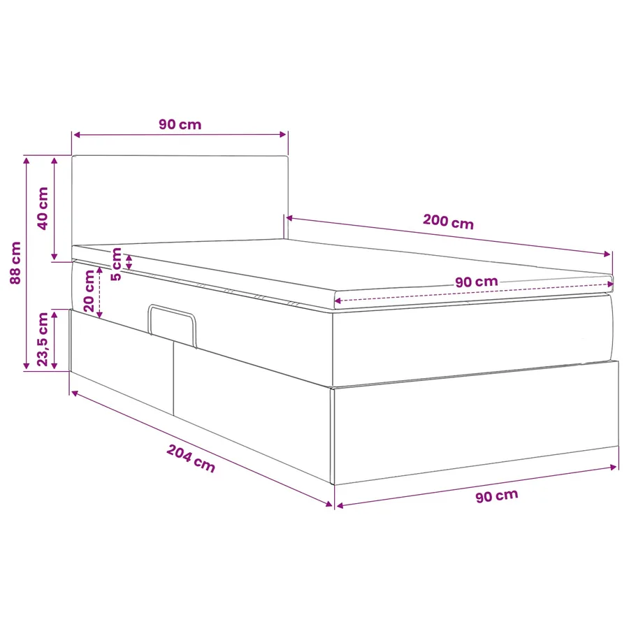 Lit de rangement LED avec matelas Vert foncé 90 x 200 cm - 8