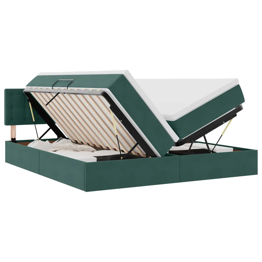 Lit de rangement LED avec matelas Vert foncé 180 x 200 cm - 2