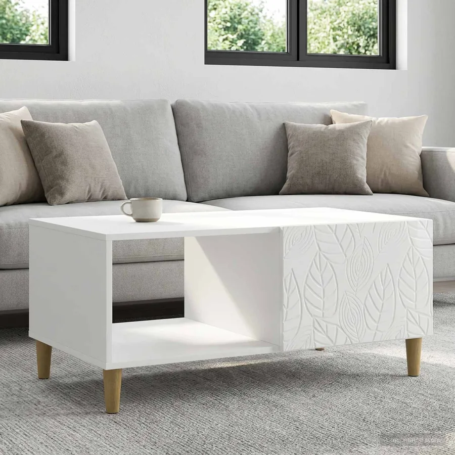 Table basse Blanc brillant 90 x 50 x 40 cm Bois d'ingénierie