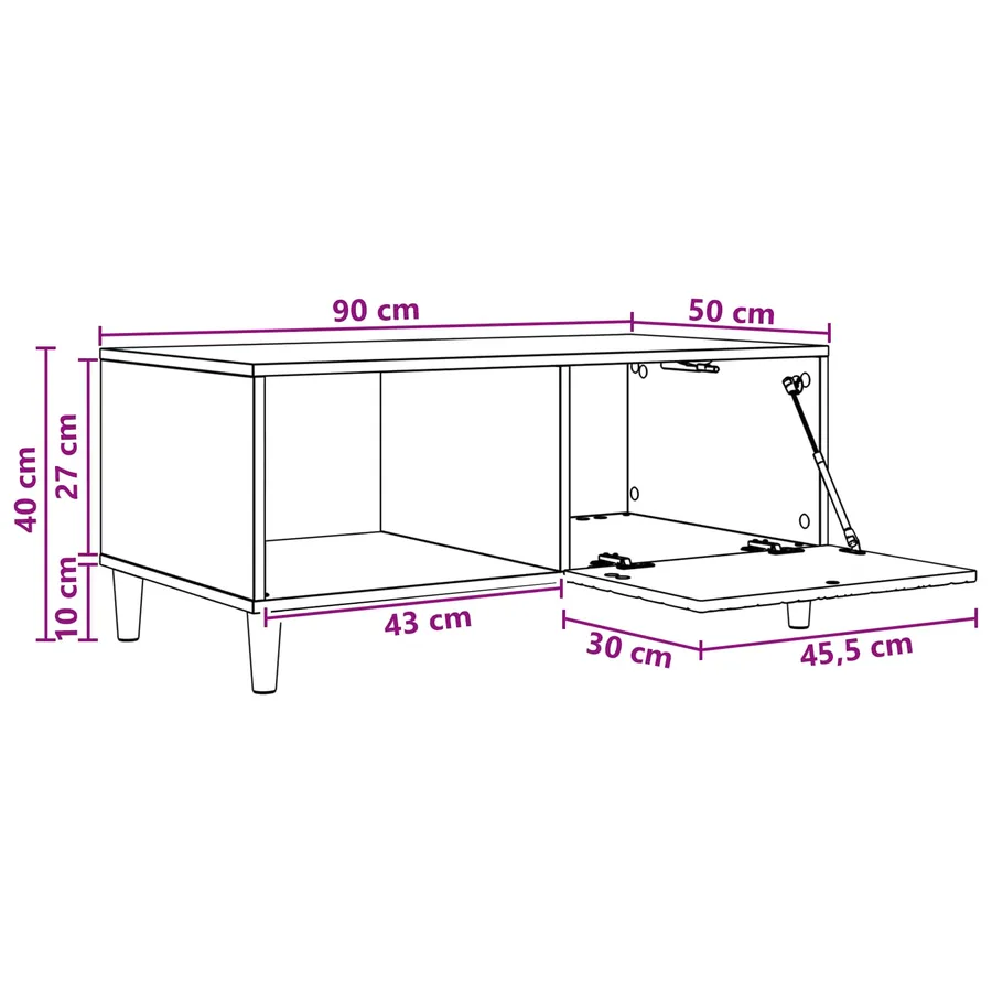 Table basse Blanc brillant 90 x 50 x 40 cm Bois d'ingénierie - 11