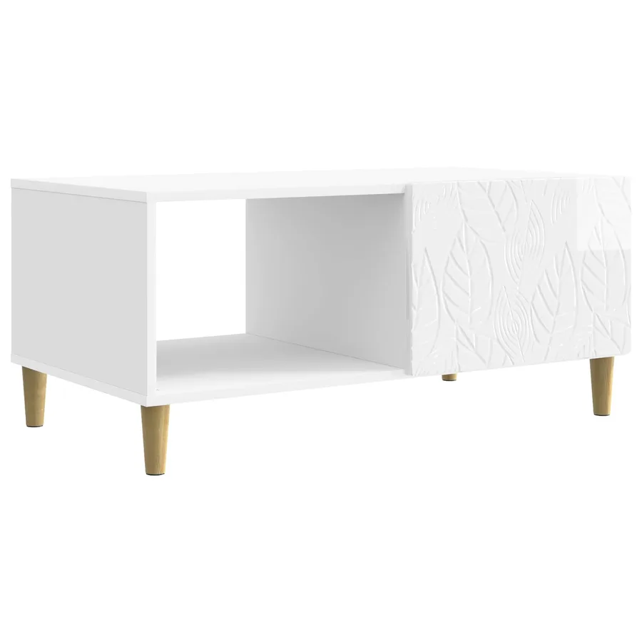 Table basse Blanc brillant 90 x 50 x 40 cm Bois d'ingénierie - 2