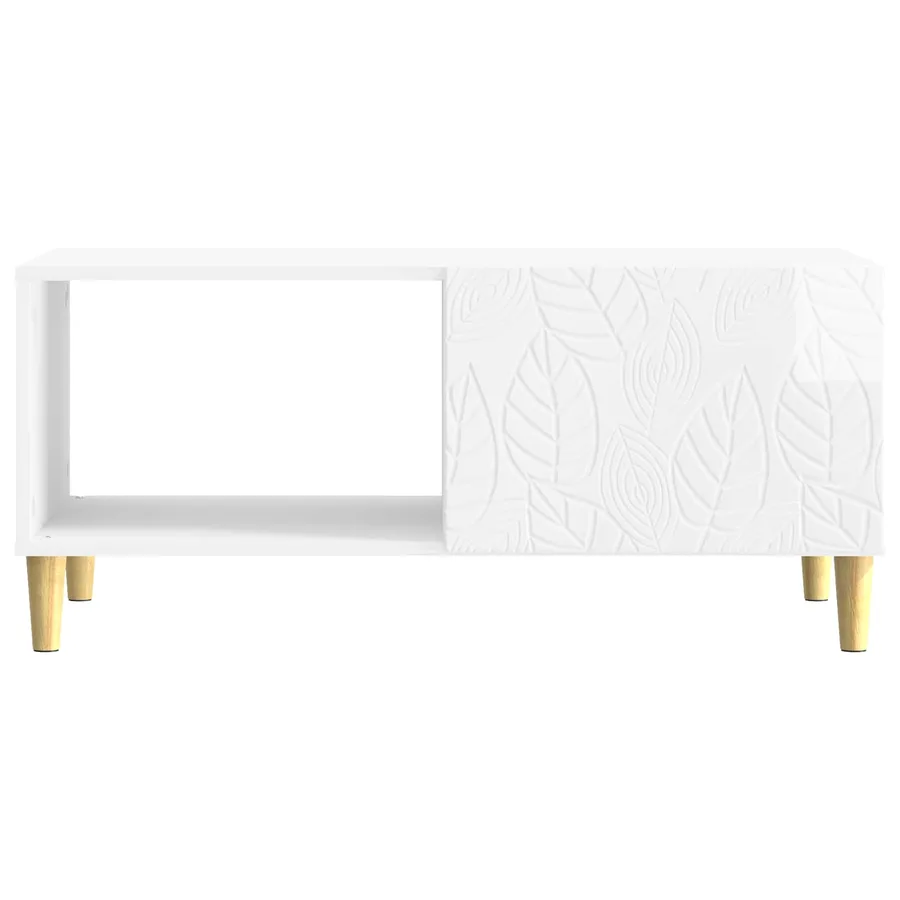 Table basse Blanc brillant 90 x 50 x 40 cm Bois d'ingénierie - 4