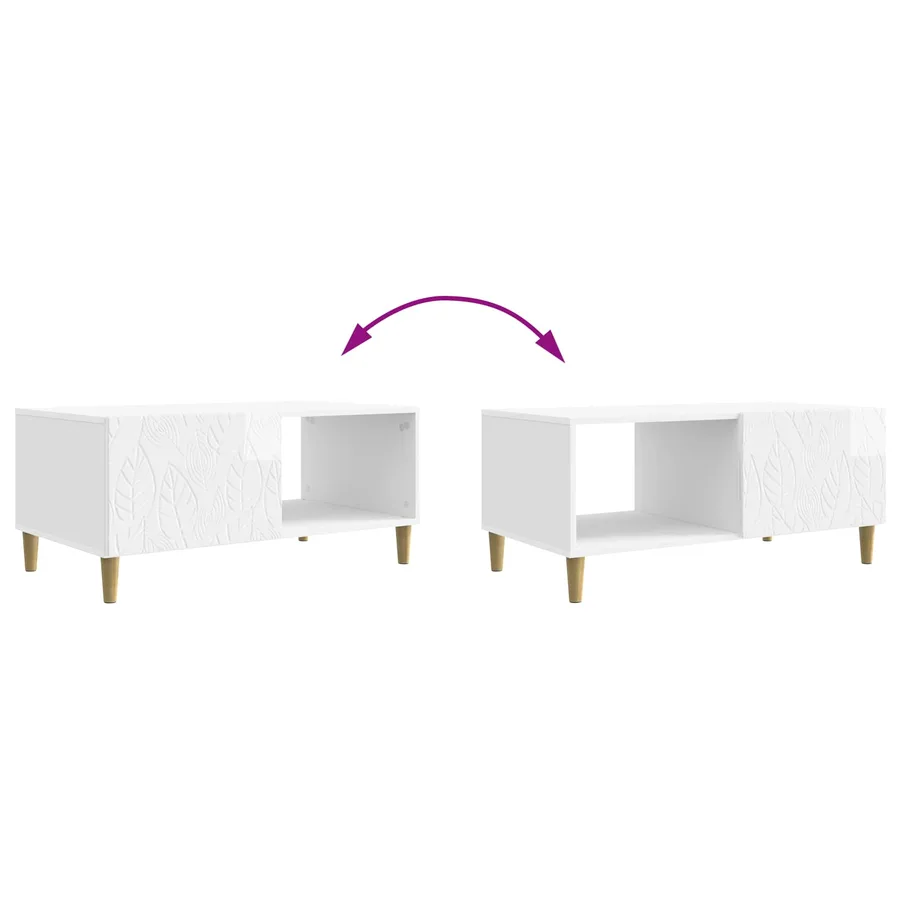Table basse Blanc brillant 90 x 50 x 40 cm Bois d'ingénierie - 9