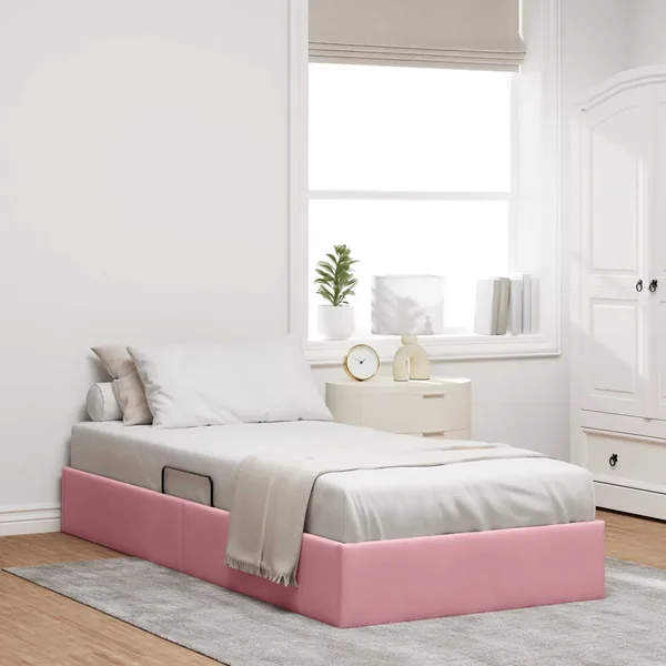 Cadre de lit ottoman avec stockage Rose 90 x 190 cm Velours