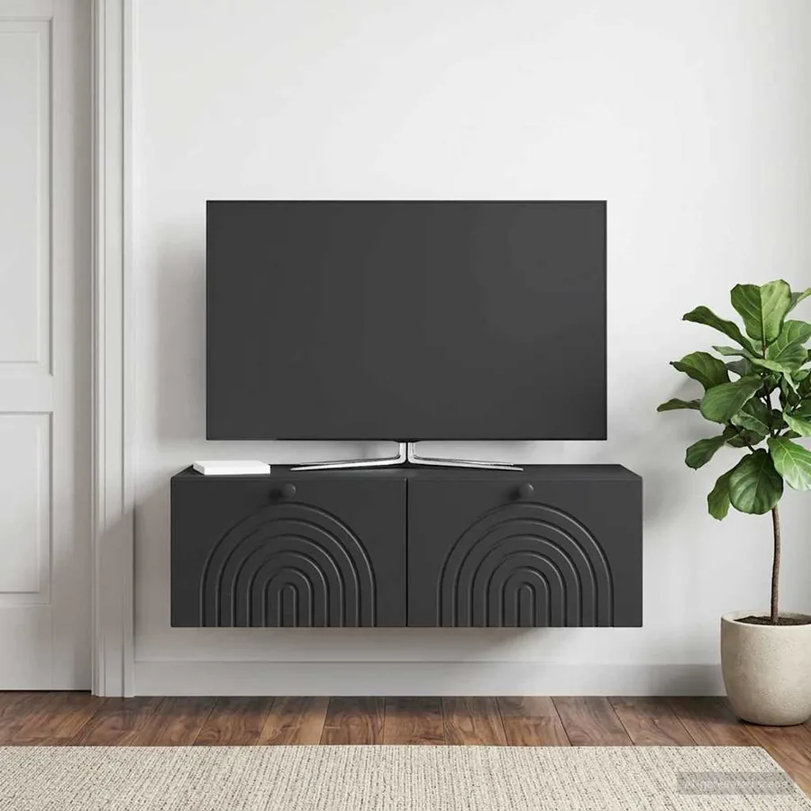 Meuble TV mural Noir 99 x 41 x 30 cm Bois d'ingénierie