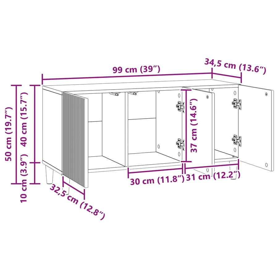 Meuble TV Gris béton 99 x 34,5 x 50 cm Bois d'ingénierie - 13