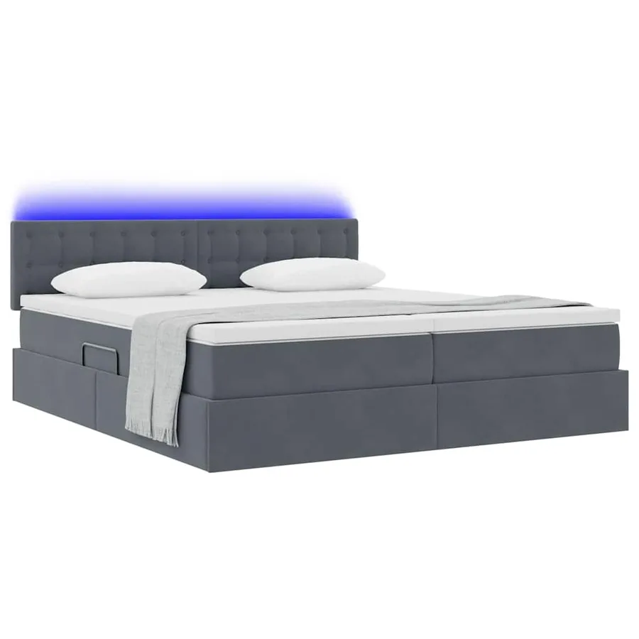 Lit de rangement LED avec matelas Gris foncé 180 x 200 cm - 3
