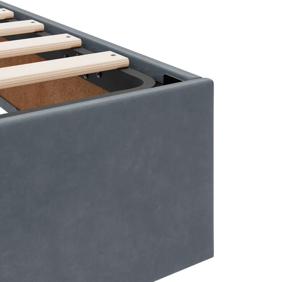 Cadre de lit ottoman Gris foncé 90 x 200 cm Velours - 10