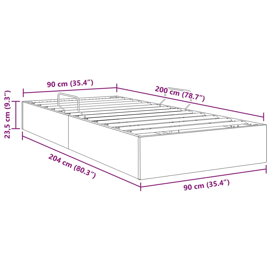 Cadre de lit ottoman Gris foncé 90 x 200 cm Velours - 13