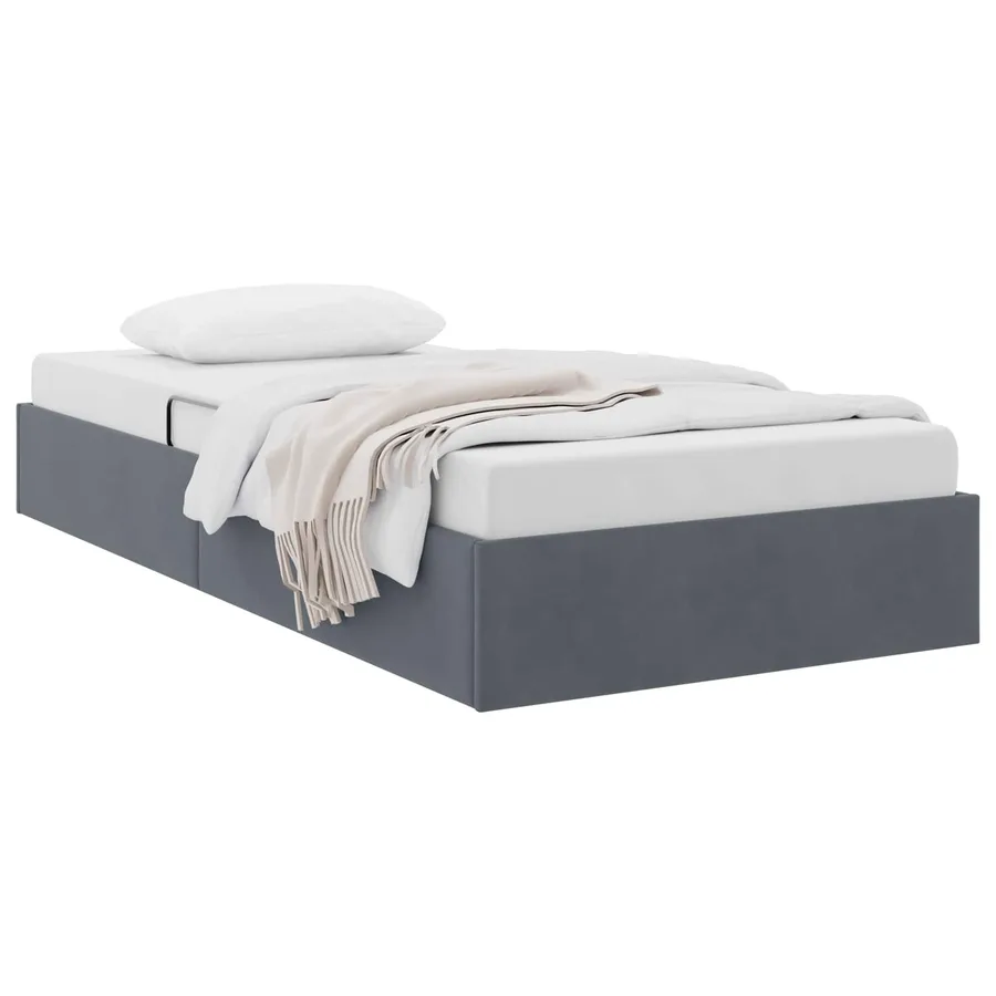 Cadre de lit ottoman Gris foncé 90 x 200 cm Velours - 3