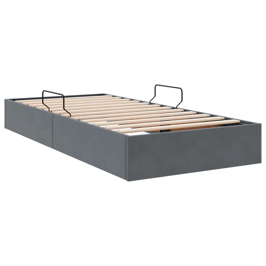 Cadre de lit ottoman Gris foncé 90 x 200 cm Velours - 5