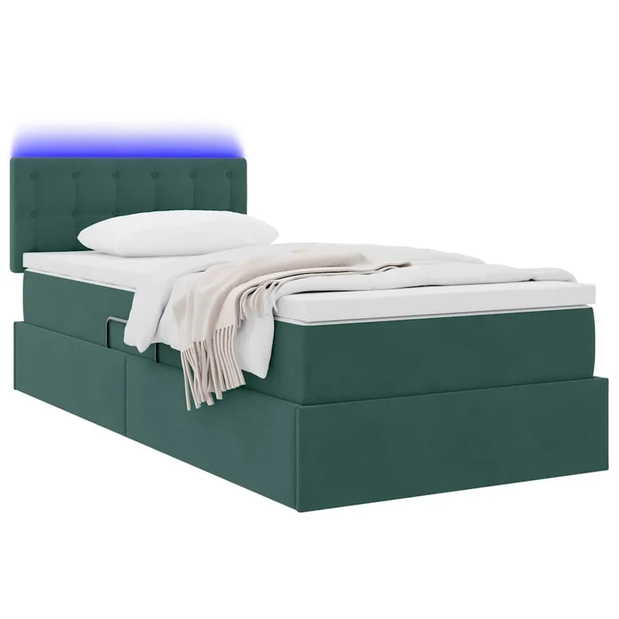 Lit de rangement LED avec matelas Vert foncé 100 x 200 cm - 3