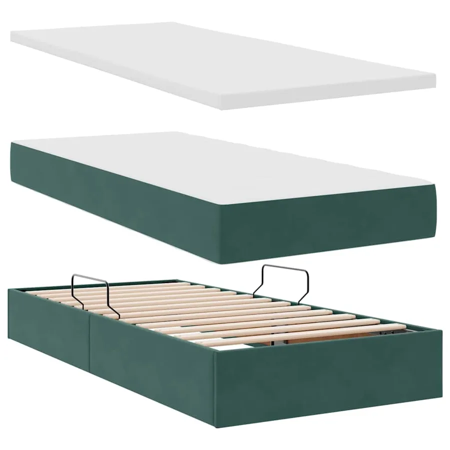 Lit de rangement LED avec matelas Vert foncé 100 x 200 cm - 9