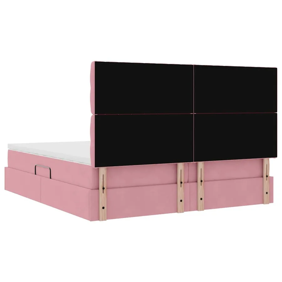 Lit de rangement LED avec matelas Rose 200 x 200 cm Velours - 13