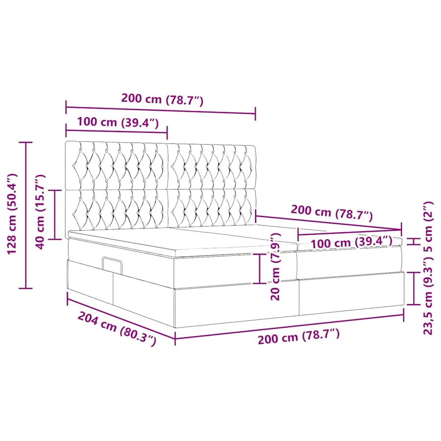 Lit de rangement LED avec matelas Rose 200 x 200 cm Velours - 18