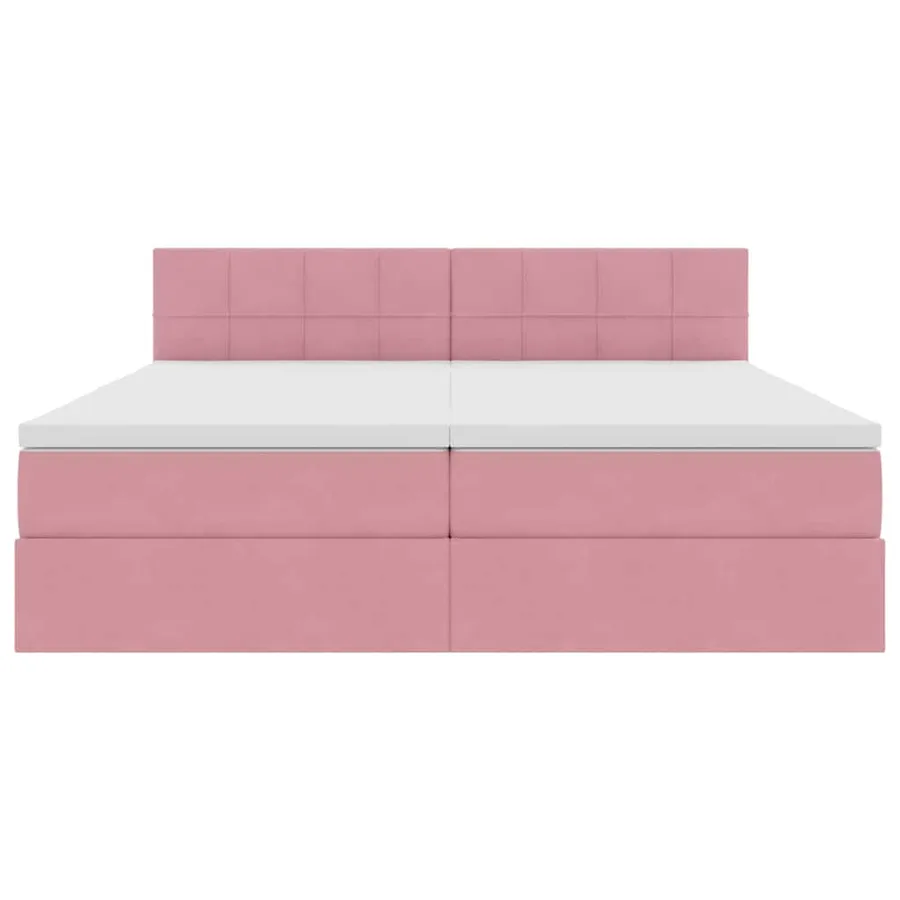 Lit de rangement LED avec matelas Rose 200 x 200 cm Velours - 11