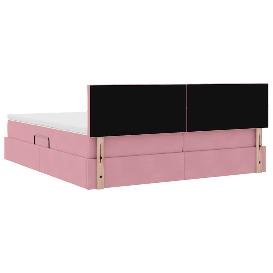 Lit de rangement LED avec matelas Rose 200 x 200 cm Velours - 13