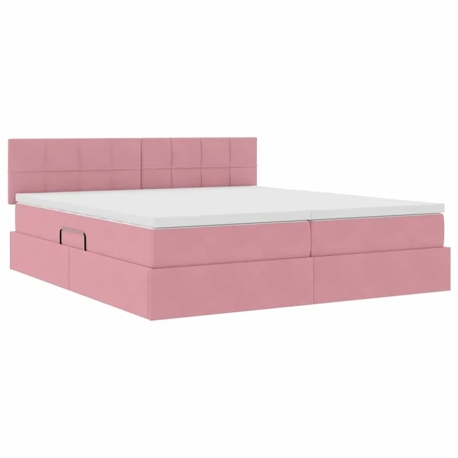 Lit de rangement LED avec matelas Rose 200 x 200 cm Velours - 6