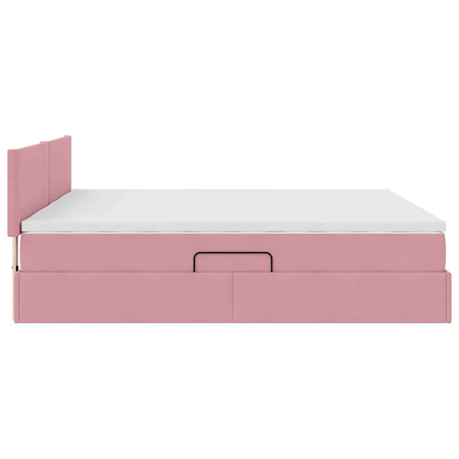 Lit de rangement LED avec matelas Rose 200 x 200 cm Velours - 12