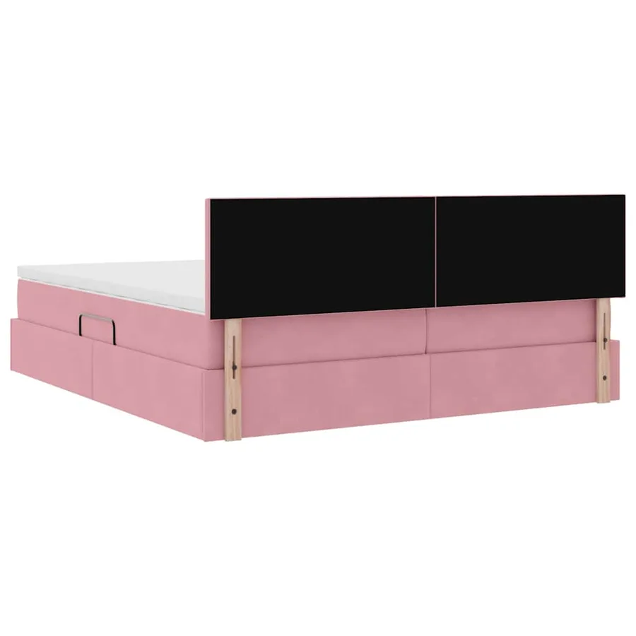 Lit de rangement LED avec matelas Rose 200 x 200 cm Velours - 13