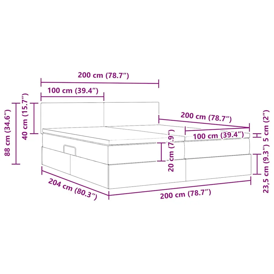 Lit de rangement LED avec matelas Rose 200 x 200 cm Velours - 18
