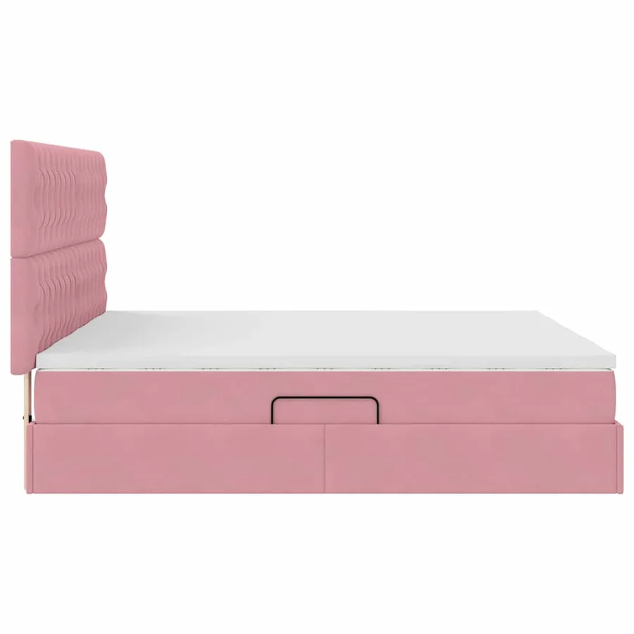 Lit de Rangement avec tête de lit Rose 200 x 200 cm Velours - 11