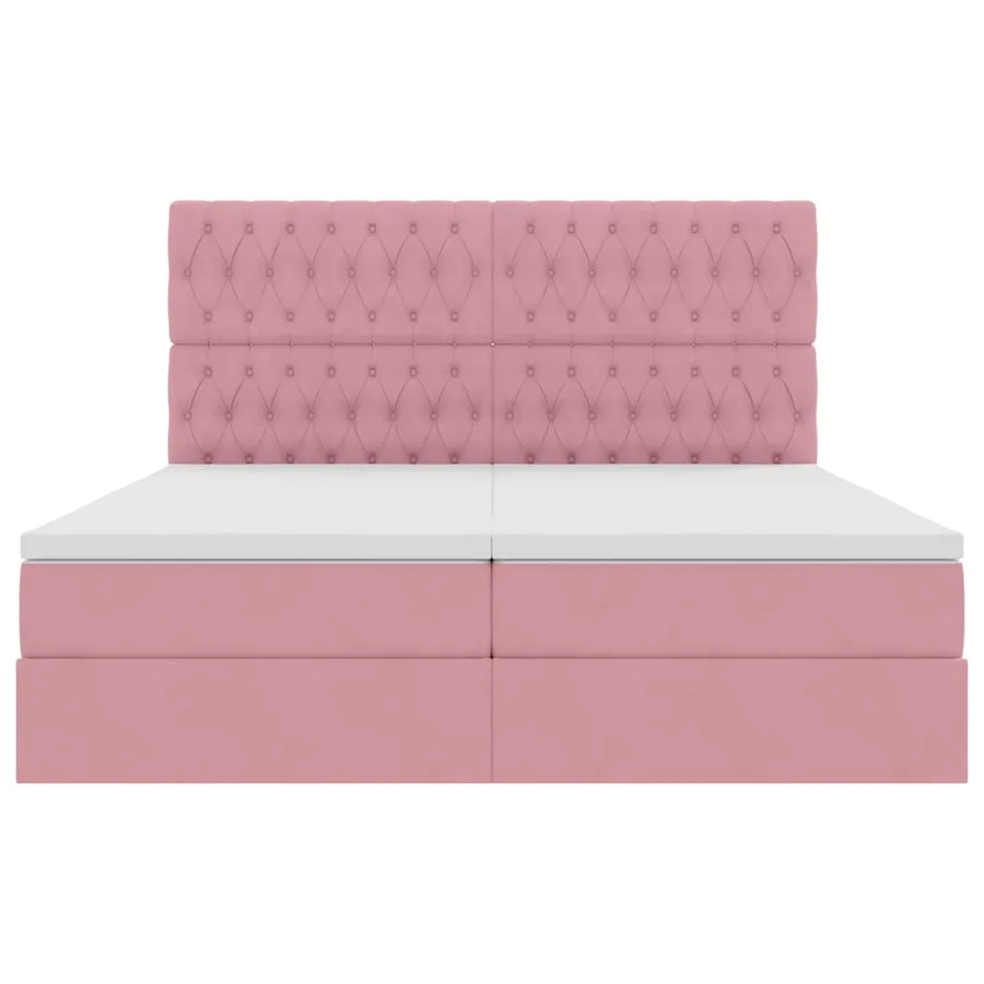 Lit de Rangement avec tête de lit Rose 200 x 200 cm Velours - 8