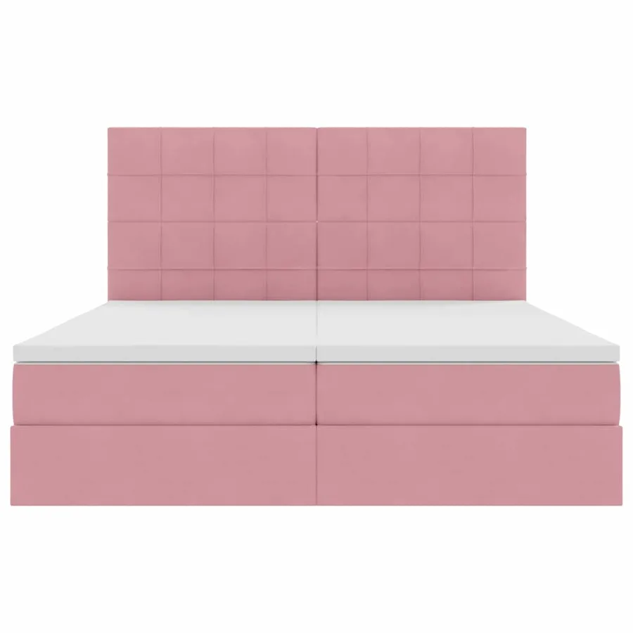 Lit de Rangement avec tête de lit Rose 200 x 200 cm Velours - 8