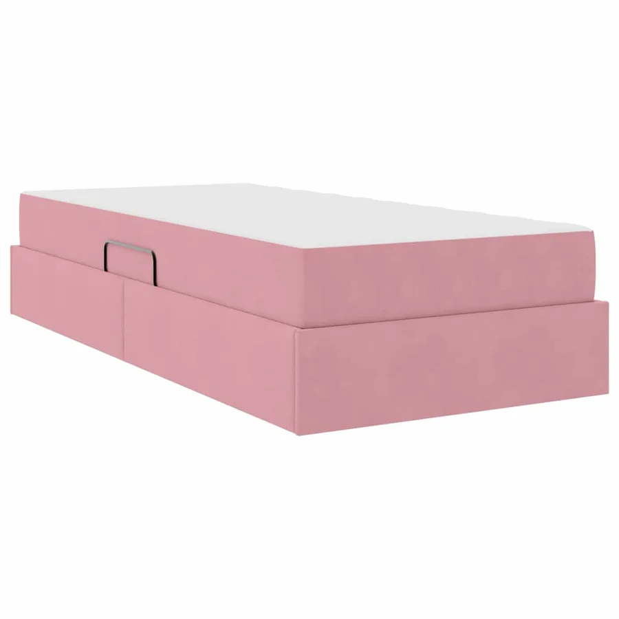 Lit avec rangement et matelas Rose 100 x 200 cm Velours - 10