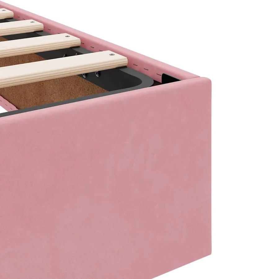 Lit avec rangement et matelas Rose 100 x 200 cm Velours - 11