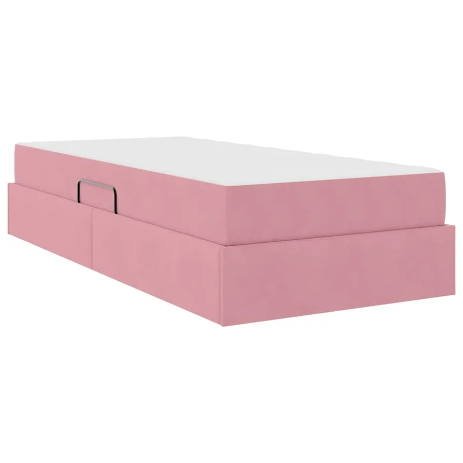 Lit avec rangement et matelas Rose 100 x 200 cm Velours - 5