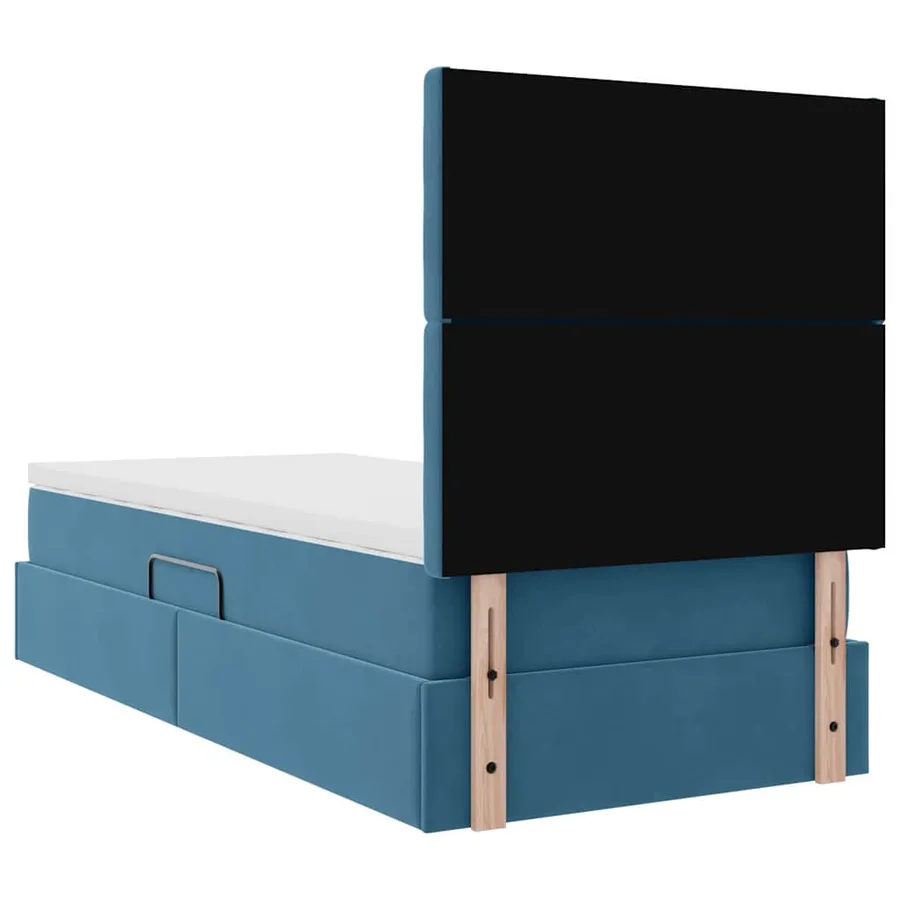 Lit avec rangement et matelas Bleu foncé 100 x 200 cm Velours - 11