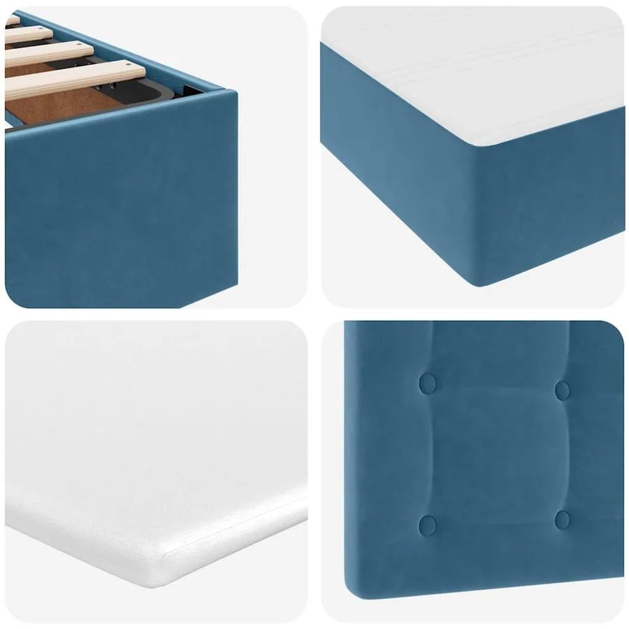 Lit avec rangement et matelas Bleu foncé 100 x 200 cm Velours - 12